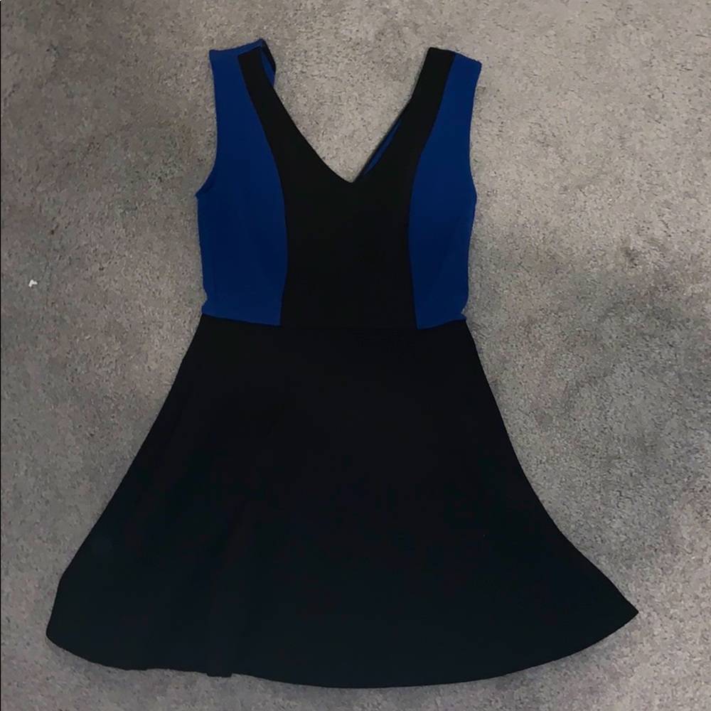 Black and blue skater dress